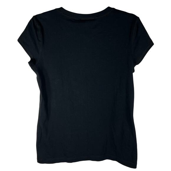 Chico's Silver Studded T-Shirt Size 0/Small Black Cap Sleeve Whimsigoth NEW! - Picture 2 of 8